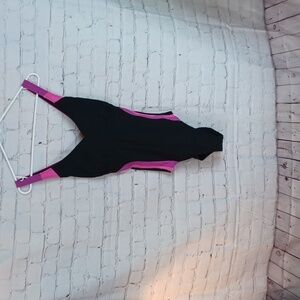 LANDS End Sport‎ Black & Pink  One Piece Suit sz 8